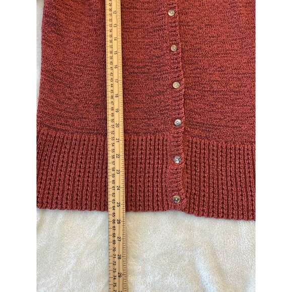 Coldwater Creek Cardigan Medium Button Textured Open Knit Autumn Fall Rust - Picture 5 of 11